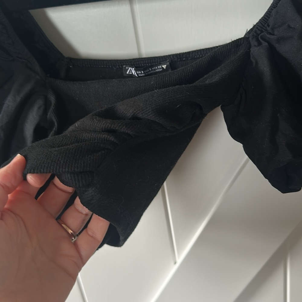 Zara Puff Sleeve Black crop top - Picture 8 of 11